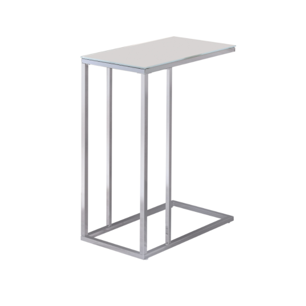 Mesa cristal blanco y plata