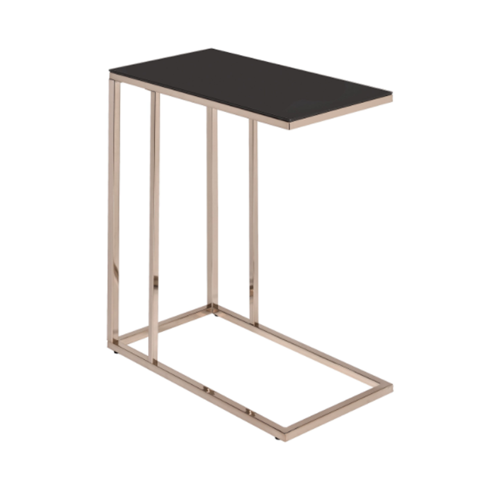 Mesa rectangular dorada cristal negro